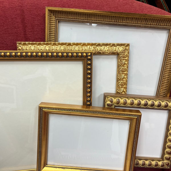 Wall Collage Grouping of 10 Gold Vintage Style  Picture Frames to HANG