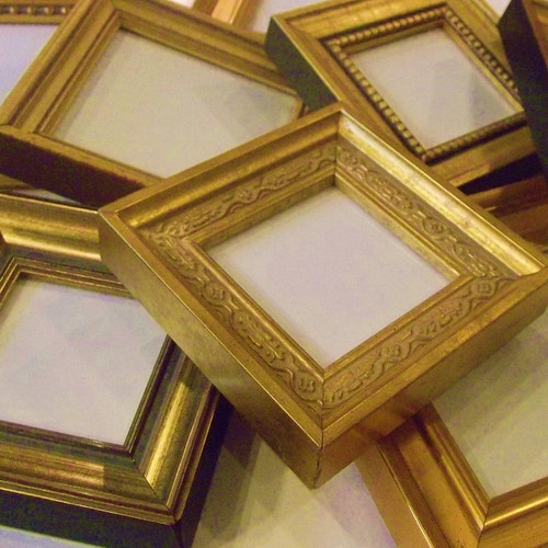 Lot of 3 Small Gold 4 X 4 Picture Frames With Easels Etsy