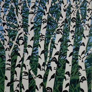 Neil Welliver "Birches" Original Book Print 1996 - FRAMED