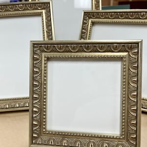 Warm Silver Egg and Dart Vintage Style 4 x 4” Picture Frame with Easel back