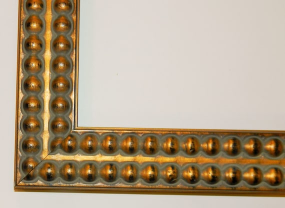 Funky Wide Beaded 14 x 14" Gold Picture Frame WITH Plexiglass, backing, hardware