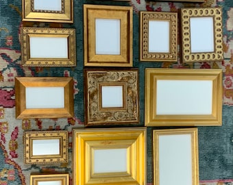 Lot of 15 RANDOM Small Mixed Gold Frames TO HANG