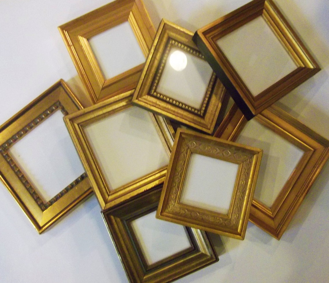 Lot of 15 Small Gold Picture Frames with EASELS 5 x 5 Etsy