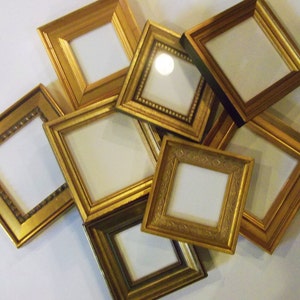 Lot of 10 Small Gold Picture Frames with EASELS 5 x 5 image 4