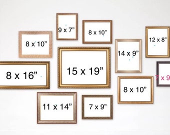 Set of 11 Mixed Gold Frames for Large Wall