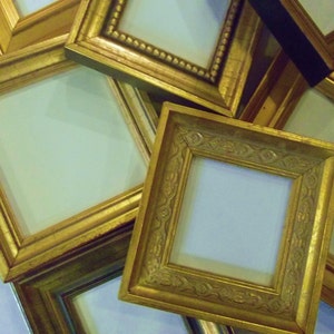 Lot of 10 Small Gold Picture Frames with EASELS 5 x 5 image 3