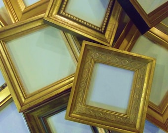 Lot of 3 Small Gold 5 x 5" Picture Frames TO HANG