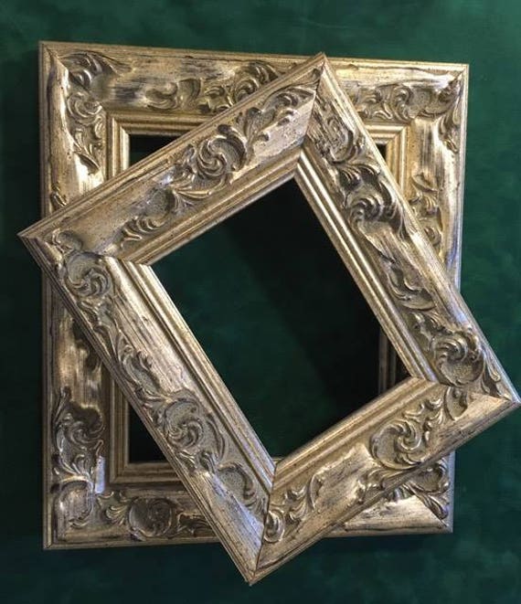 Wide Silver Frame Painting Canvas Ornate 5 X 7 Etsy