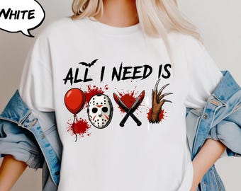 Camiseta "Halloween es todo lo que necesito", camiseta de monstruo de Halloween, regalos perfectos para Halloween, camisetas de calaveras lindas de Halloween, camiseta de Halloween