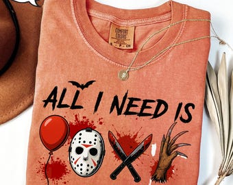 Camiseta "Halloween es todo lo que necesito", camiseta de monstruo de Halloween, regalos perfectos para Halloween, camisetas de calaveras lindas de Halloween, camiseta de Halloween