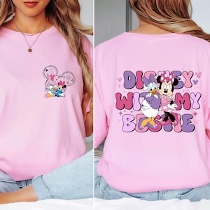 Two-sided Minnie Daisy Disney With My Bestie Shirt, Vintage WDW Disneyland Castle Best Friends Gift, Disney Girls Trip Shirt, Disney Snacks