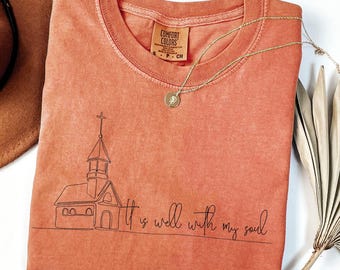 Comfort Colors® It Is Well With My Soul Vintage Floral Christian Shirt Wildflower Faith Tee Religious Women Gift Bible Verse Christian Gifts
