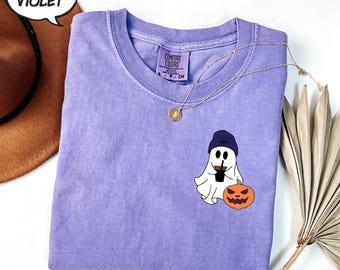 Koszulka z motywem Boo, słodka koszulka z duchem, koszulka z upiornym sezonem, koszulka z duchem na Halloween, bluza z nadrukiem na Halloween, koszula z motywem westernu na Halloween, prezent na Halloween