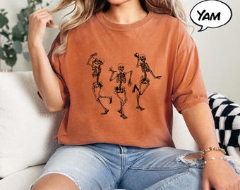 T-shirt dansend skelet Comfort Colors®, shirt Halloween-skelet, shirt Halloween-pompoen, shirt grappig skelet, shirt Halloween-feest, shirt Halloween-feest