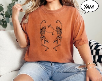 T-shirt dansend skelet Comfort Colors®, shirt Halloween-skelet, shirt Halloween-pompoen, shirt grappig skelet, shirt Halloween-feest, shirt Halloween-feest