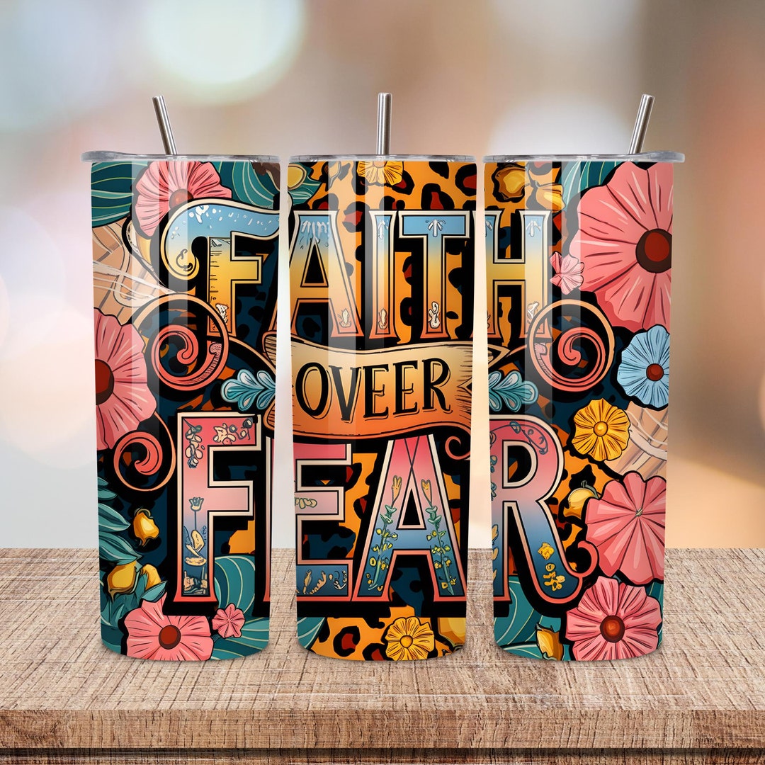 Faith Over Fear: Inspirational Christian Bible Jesus 20oz Tumbler ...