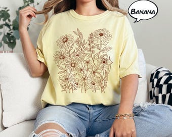 Flowers Tshirt, Boho Wildflowers Tshirt, Boho Flowers Shirt, Floral Nature Shirt,Flowers Lover Graphic TeeShirt