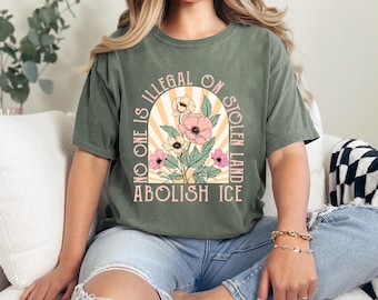 Camiseta "Abolir el hielo", camiseta "Al diablo con el hielo", ningún ser humano es ilegal en tierras robadas, gorra "Al diablo con el hielo", Chinga la migra, protestas en Los Ángeles contra el hielo