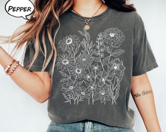 Flowers Tshirt, Boho Wildflowers Tshirt, Boho Flowers Shirt, Floral Nature Shirt,Flowers Lover Graphic TeeShirt