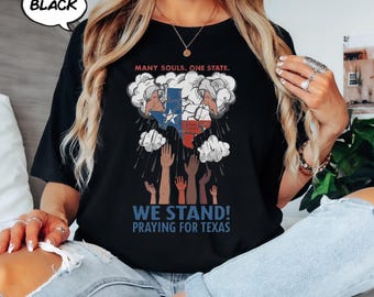 T-shirt med starkt fokus på översvämningskatastrofer i Texas, t-shirt med Comfort Colors®-motiv för översvämningsöverlevande i Hill Country, t-shirt med stöd för räddare vid Guadalupefloden