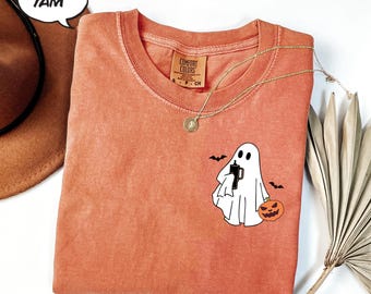 Koszulka z motywem Boo, słodka koszulka z duchem, koszulka z upiornym sezonem, koszulka z duchem na Halloween, bluza z nadrukiem na Halloween, koszula z motywem westernu na Halloween, prezent na Halloween