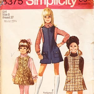 Simplicity 8375 Girls Jumper Pant-Jumper Pattern Size 8