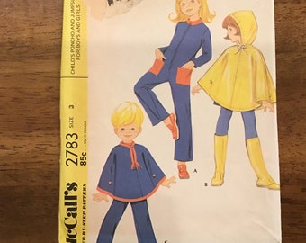 Uncut McCall's 2783 Toddler Jumpsuit Poncho Pattern Size 3