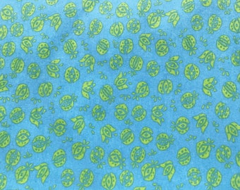 Blue Green Print Cotton Knit Fabric
