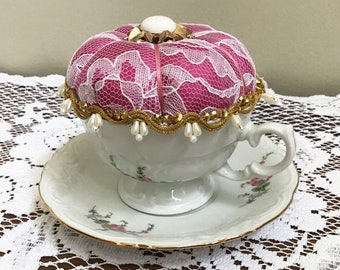 Jocelyn... Cup and Saucer Pincushion