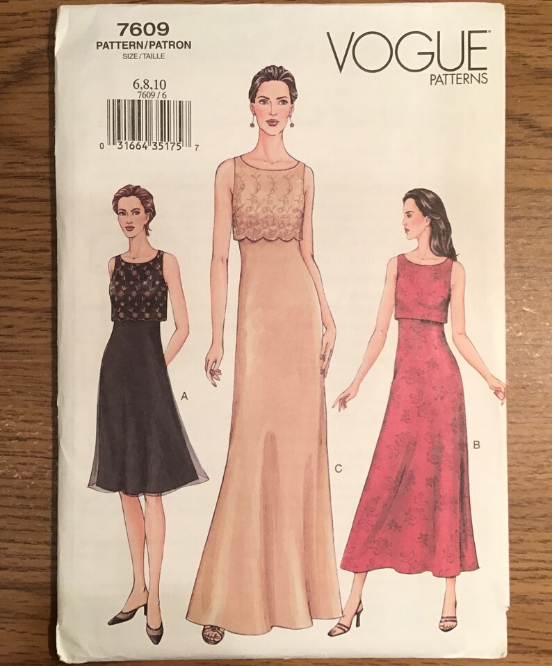 10 Vogue 7609 Ladies Dress Pattern Sizes 6 8