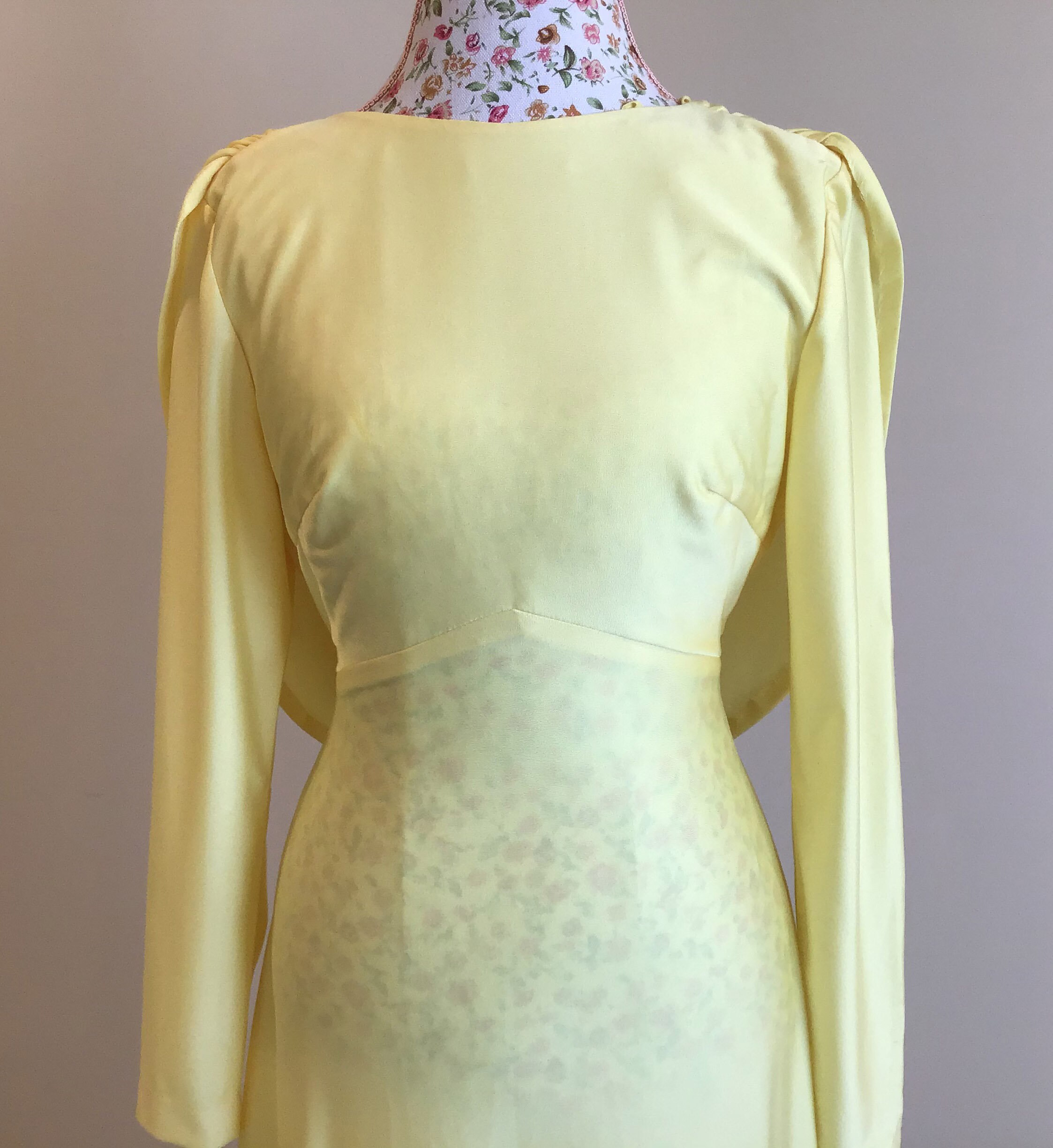 Vintage 1970s Lemon Yellow Maxi Dress - Etsy