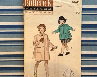 Butterick 5624 Girls Coat Pattern Size 8