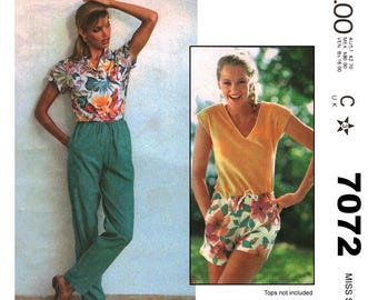 Uncut McCalls 7072 Misses Pants Shorts Pattern Size Small