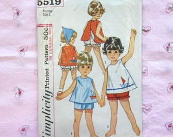 Simplicity 5519 Toddler Top Shorts Bloomer Pattern Size 1