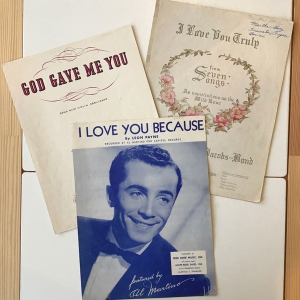 3 Vintage Wedding Sheet Music A