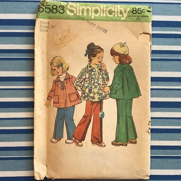 Simplicity 6583 Girls Smock Top Pants Pattern Size 6