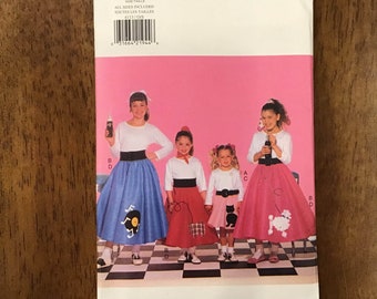 Uncut Butterick 4113 Girls Poodle Skirt Costume Sizes XS-L