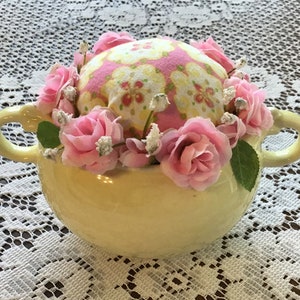 Beulah .... Vintage Sugar Bowl Pincushion