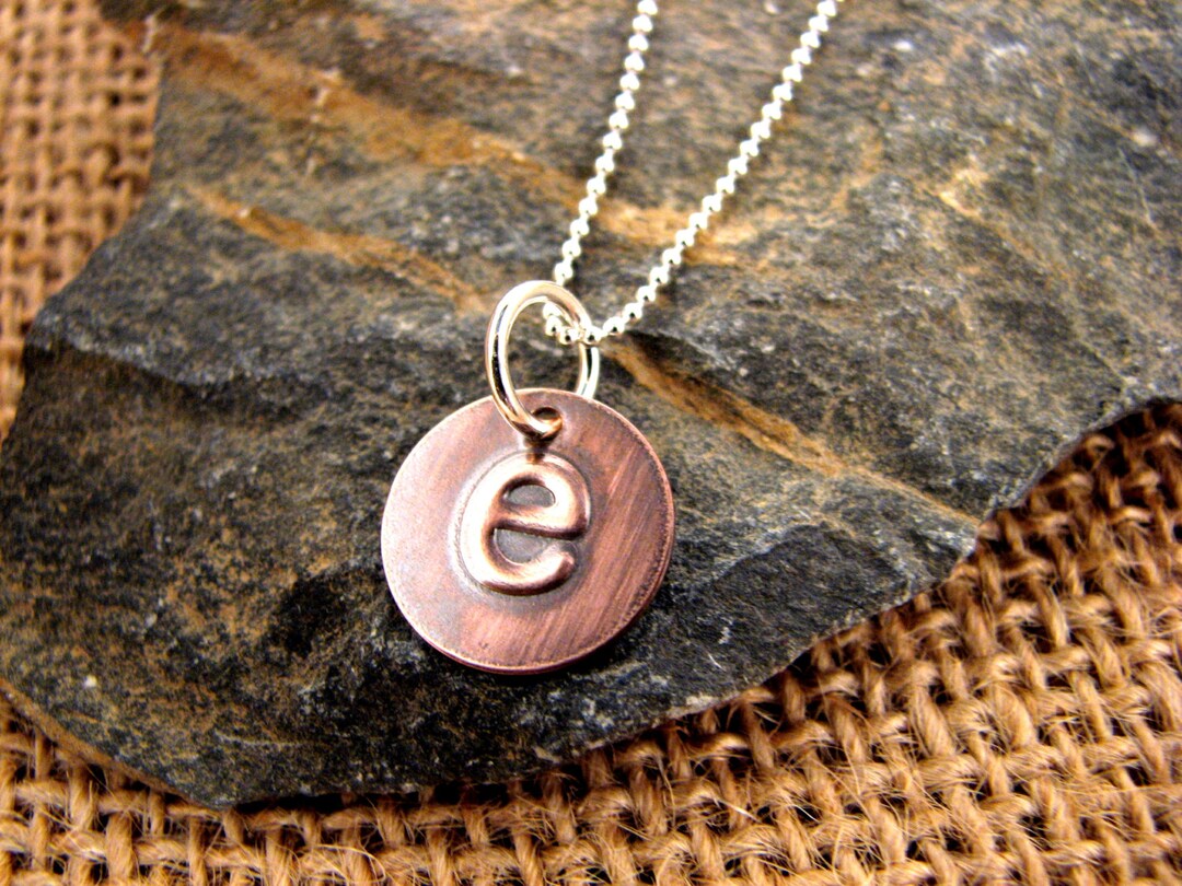 Hand Embossed Mini Copper Initial Necklace - Etsy