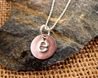 Hand Embossed Mini Copper Initial Necklace