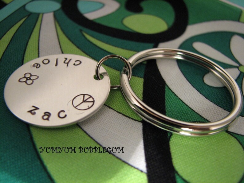 Handstamped Sterling Silver Disc Charm Keychain image 2