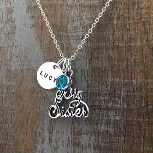 Big Sister Stamped Birthstone Necklace image 3