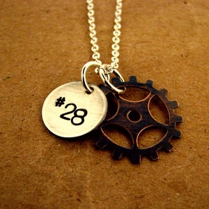 SALE Motocross Sprocket Handstamped Necklace image 4