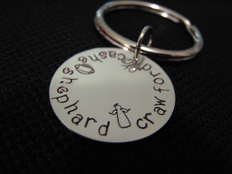 Handstamped Sterling Silver Disc Charm Keychain image 3