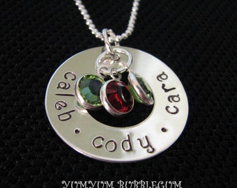 Handstamped Sterling Silver Circular Washer Necklace