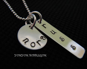 Double Tag Handstamped Sterling Silver Necklace