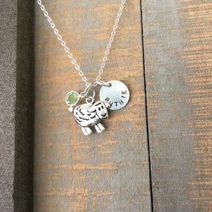 Little Lamb Silver Personalized Birthstone Necklace