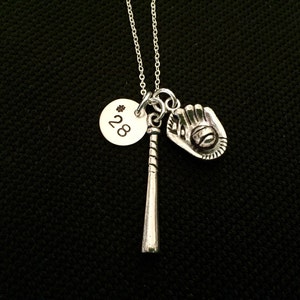 Girl&#39;s Softball Charm Handstamped Necklace