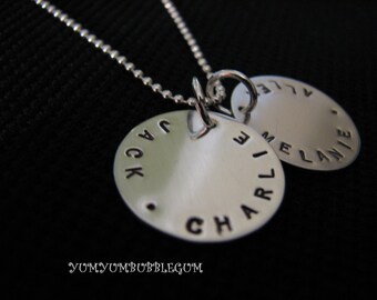 Double Disc Handstamped Sterling Silver Necklace