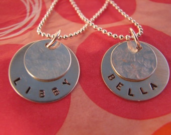 Best Friends Forever Sterling Silver Double Disc Charm Necklace Set of 2